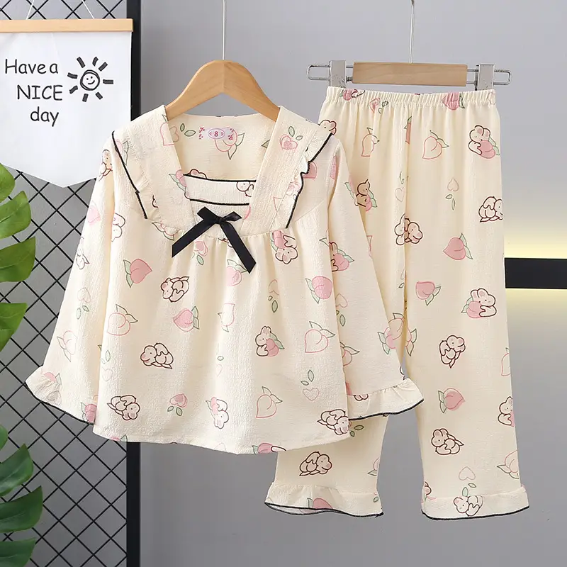 Girls Bubble Cotton Pajamas Long Sleeve Cartoon Spring Autumn — feature 25