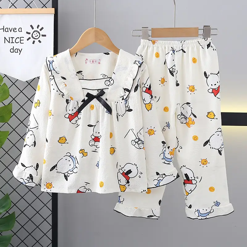 Girls Bubble Cotton Pajamas Long Sleeve Cartoon Spring Autumn — feature 28