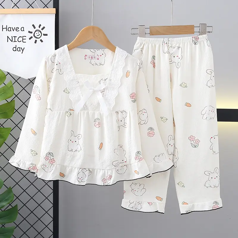Girls Bubble Cotton Pajamas Long Sleeve Cartoon Spring Autumn — feature 33