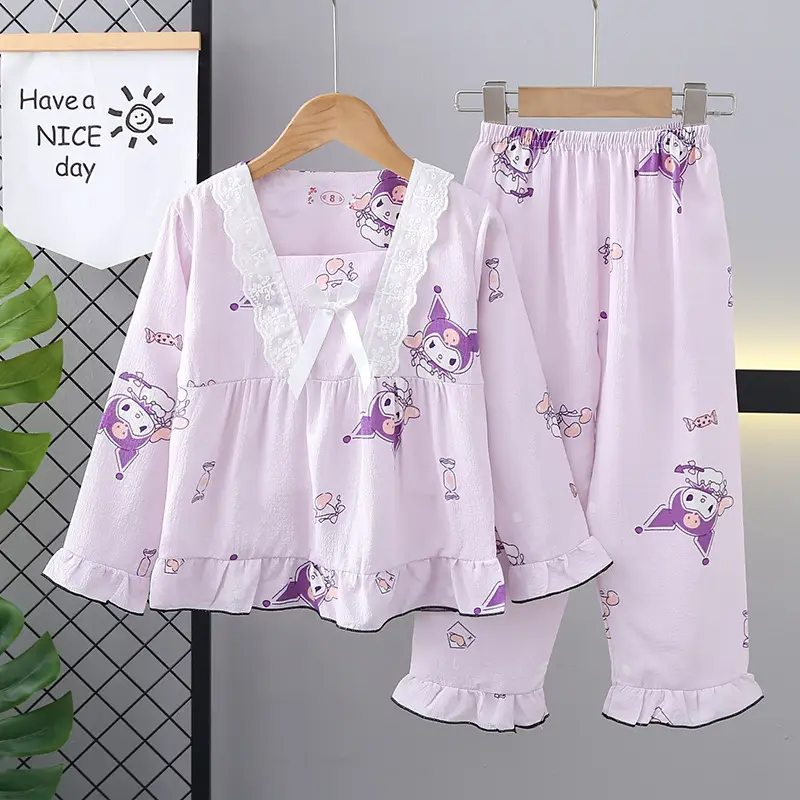 Girls Bubble Cotton Pajamas Long Sleeve Cartoon Spring Autumn — feature 35