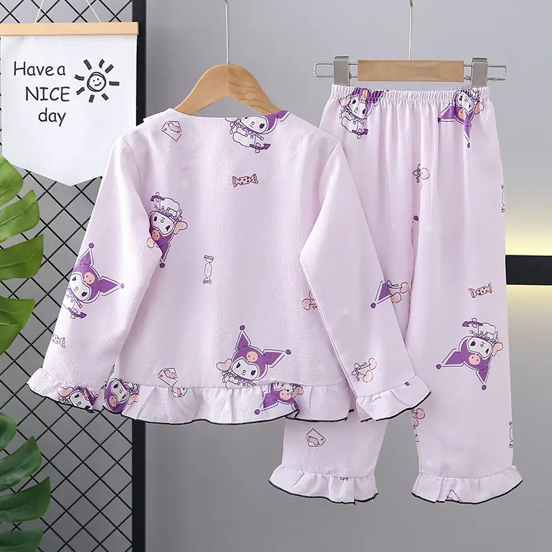 Girls Bubble Cotton Pajamas Long Sleeve Cartoon Spring Autumn — feature 4