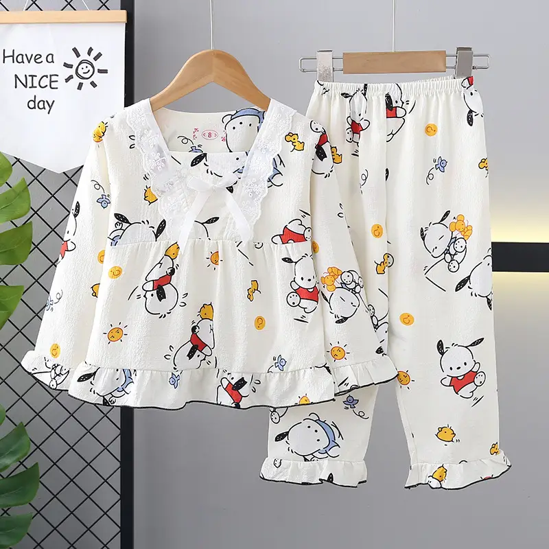 Girls Bubble Cotton Pajamas Long Sleeve Cartoon Spring Autumn - Image 2