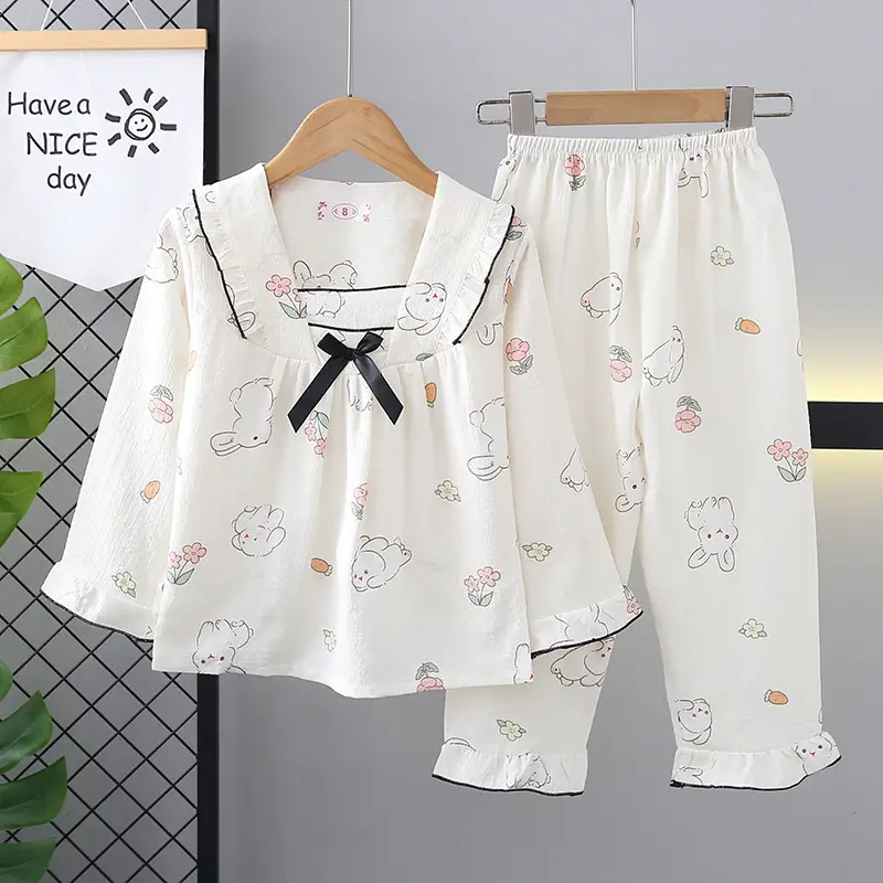 Girls Bubble Cotton Pajamas Long Sleeve Cartoon Spring Autumn - Image 9