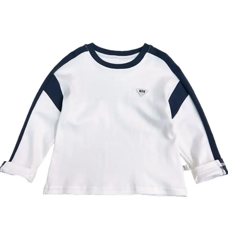 Boys Cotton Long Sleeve T-Shirt White Grey - Image 7
