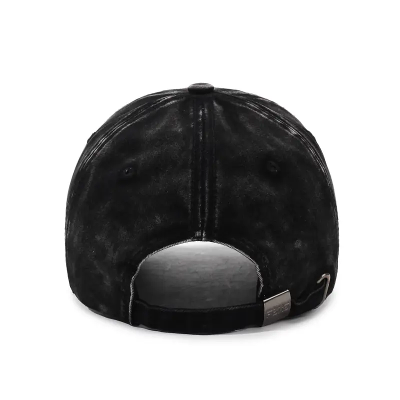 Black Distressed Letter Embroidered Cap for Men Women