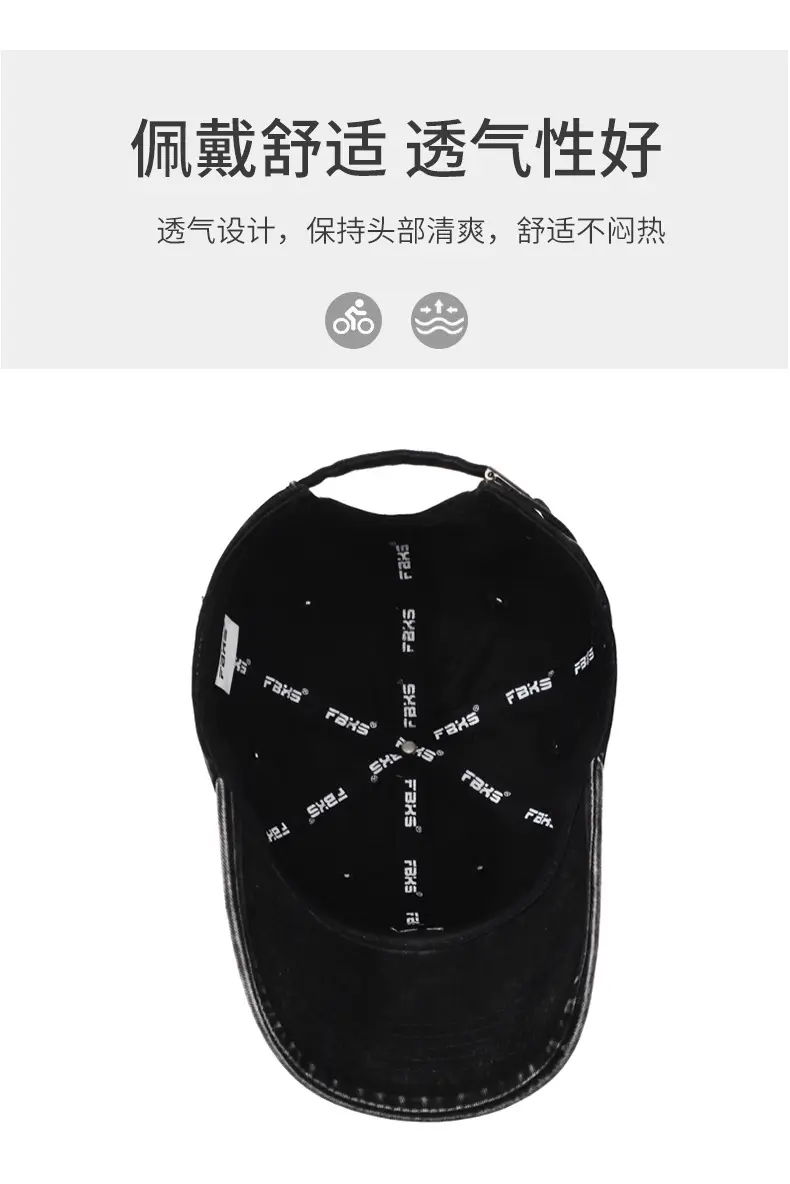 Black Distressed Letter Embroidered Cap for Men Women — feature 5