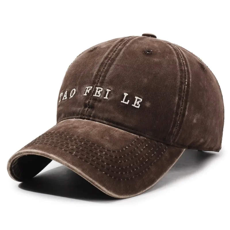 Black Distressed Letter Embroidered Cap for Men Women