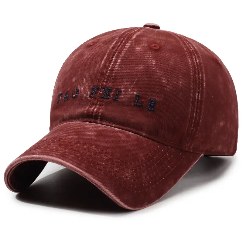 Black Distressed Letter Embroidered Cap for Men Women