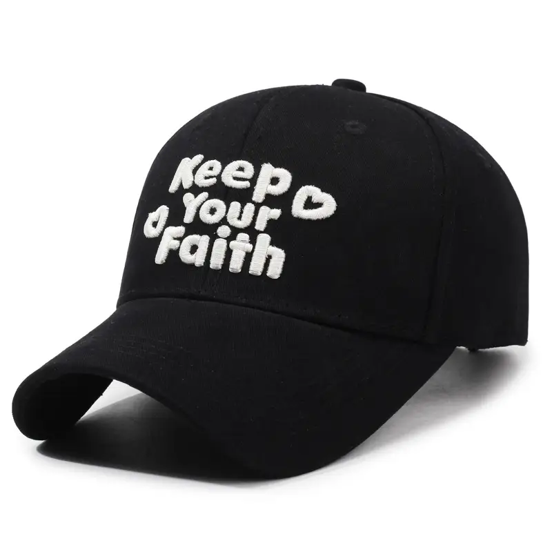 Black Korean Embroidered Baseball Cap for Men Women - Image 2