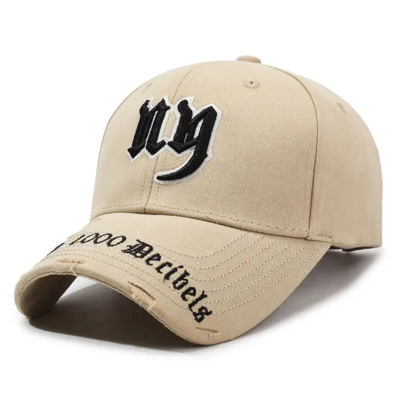 Beige Embroidered Baseball Cap with Three-Letter Logo - Image 7