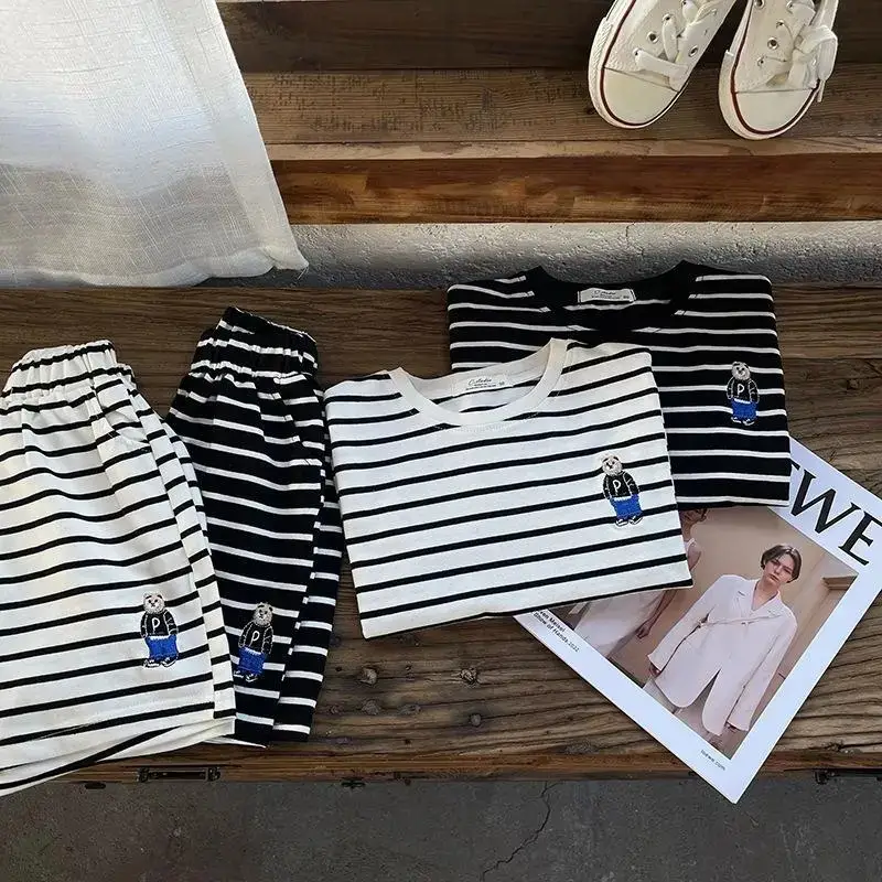 Boys Striped T-Shirt 23 New Short Sleeve Baby Summer Set - Image 5
