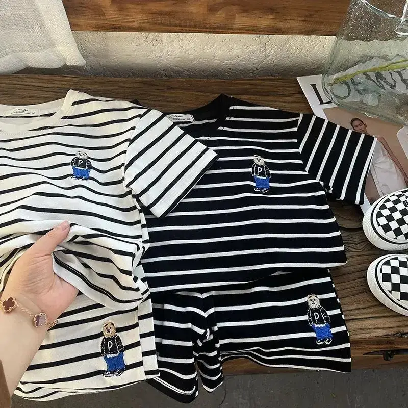 Boys Striped T-Shirt 23 New Short Sleeve Baby Summer Set - Image 7
