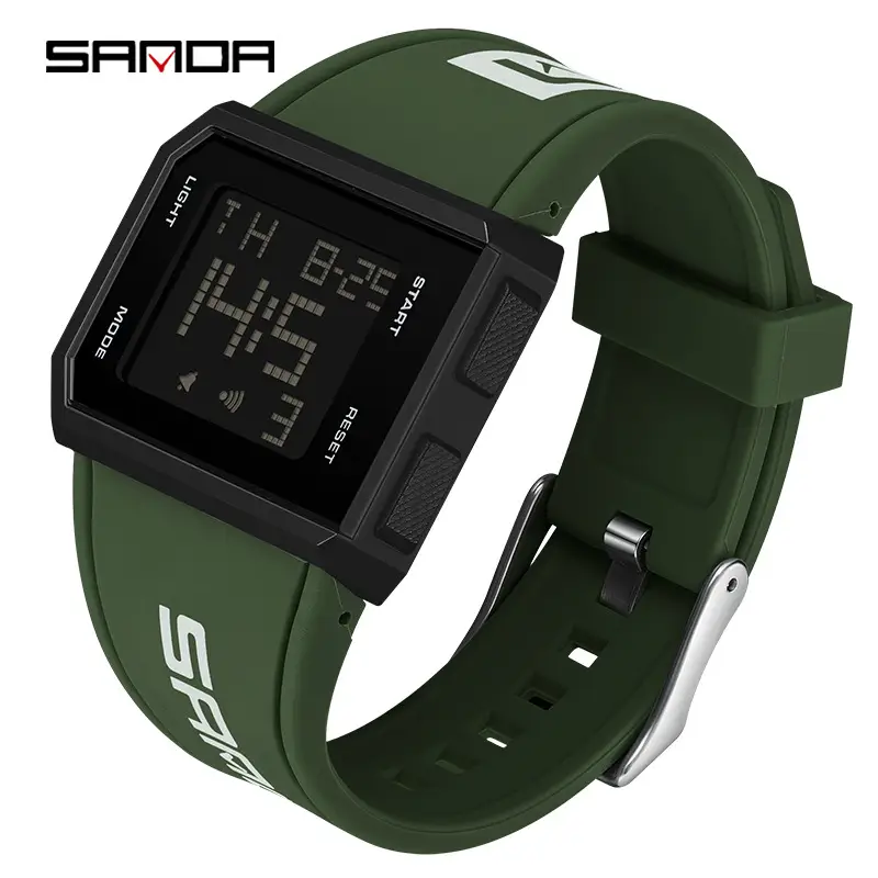 Sanda Waterproof Digital Watch Green Strap Men Women - Image 11