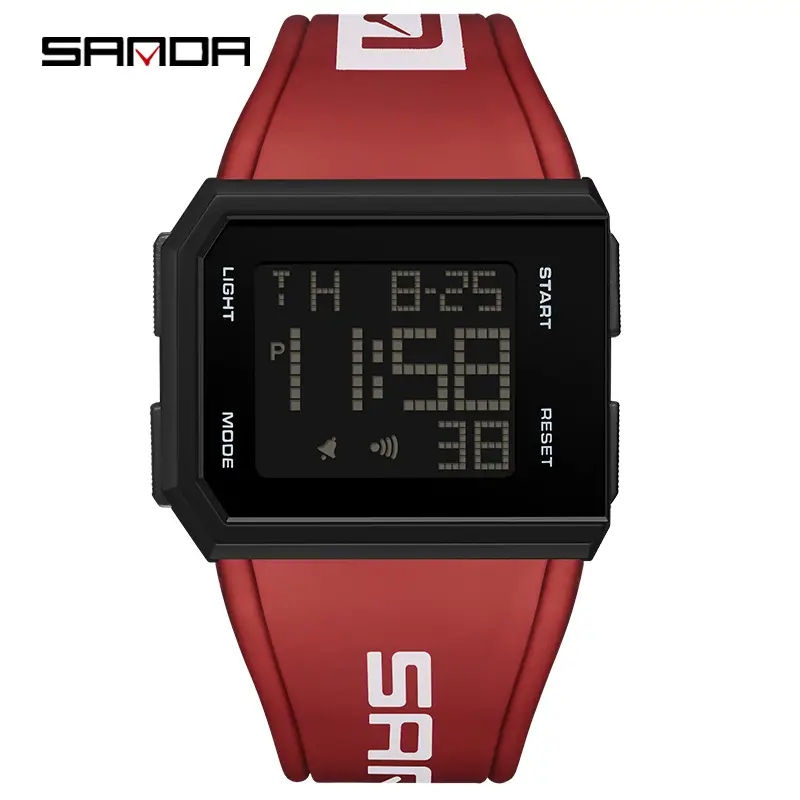 Sanda Waterproof Digital Watch Green Strap Men Women - Image 3