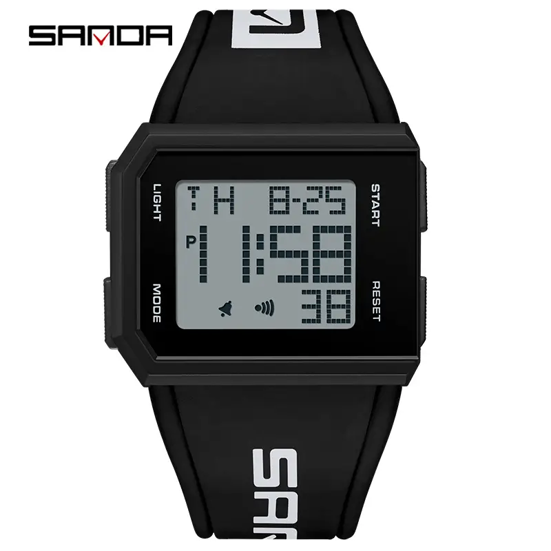 Sanda Waterproof Digital Watch Green Strap Men Women - Image 4