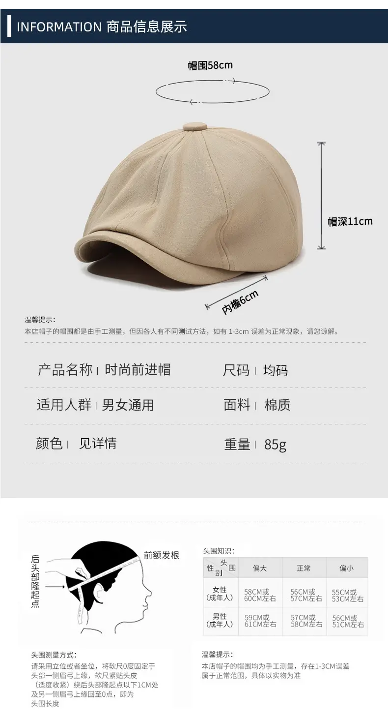 Gray Octagonal Cap for Men Women Casual Spring Summer — feature 6