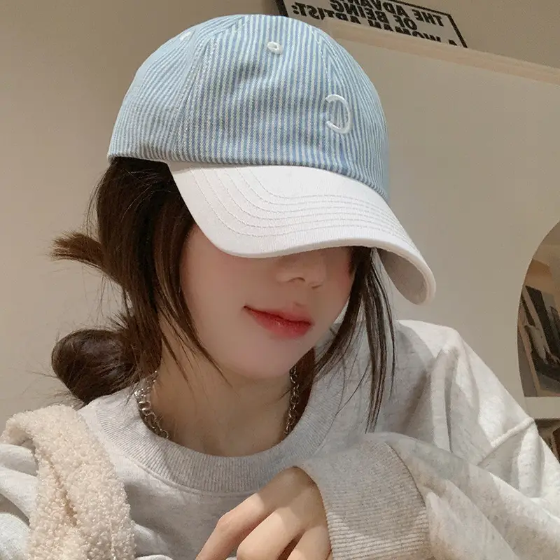 Women's Korean Letter Striped Baseball Cap Wide Brim - Image 6