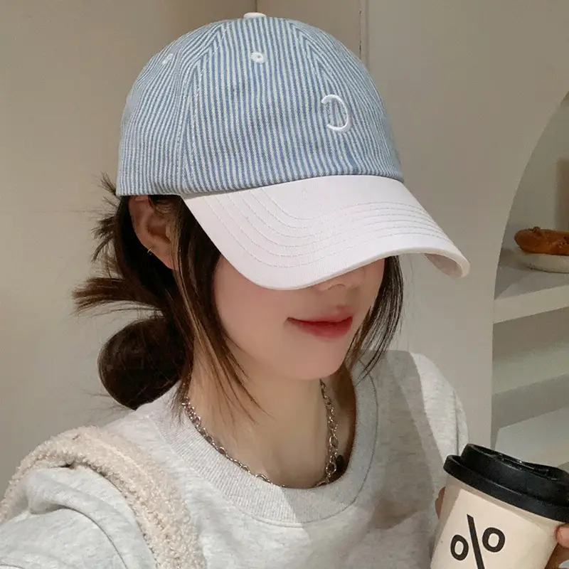 Women's Korean Letter Striped Baseball Cap Wide Brim - Image 7