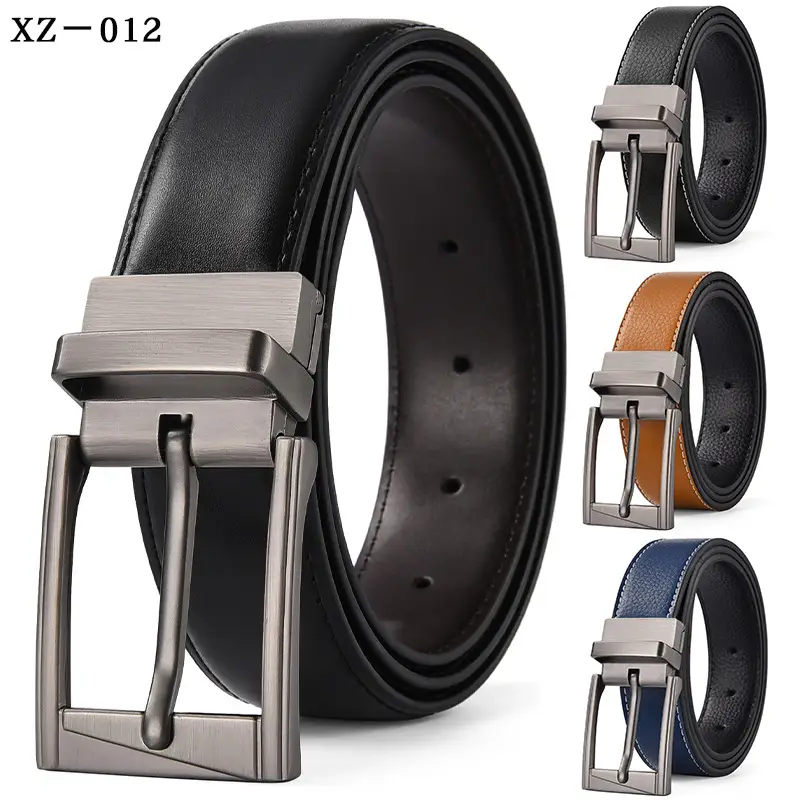 Men's White Leather Belt with Silver Pin Buckle