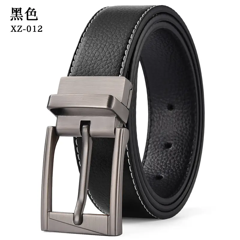 Men's White Leather Belt with Silver Pin Buckle — feature 9