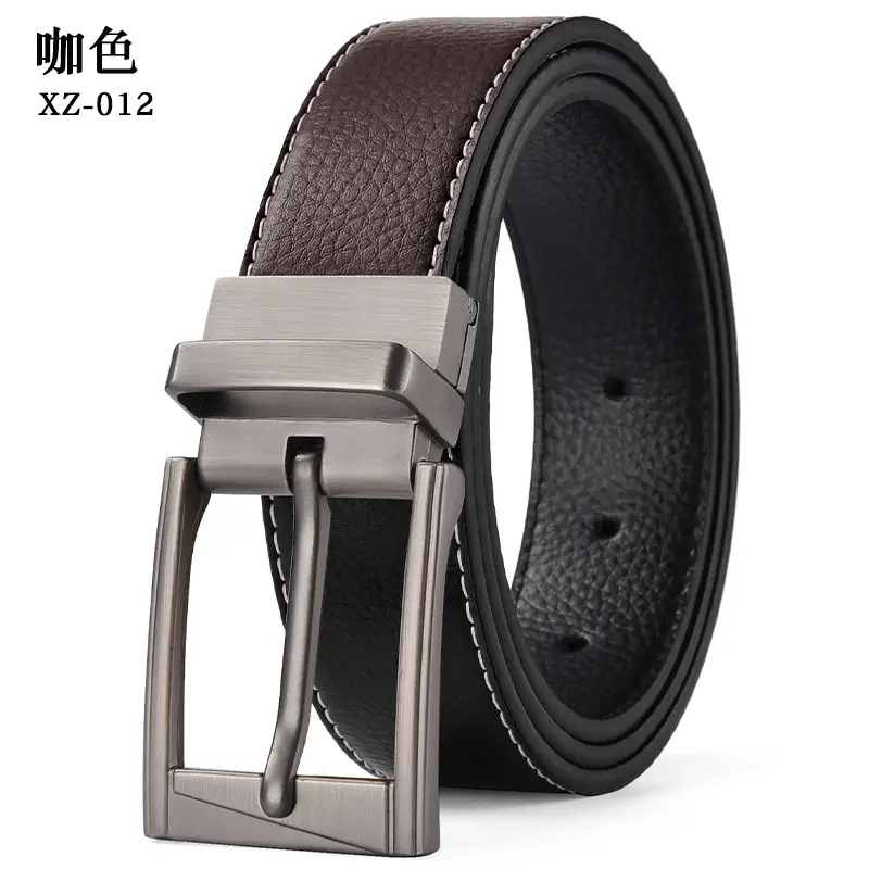 Men's White Leather Belt with Silver Pin Buckle