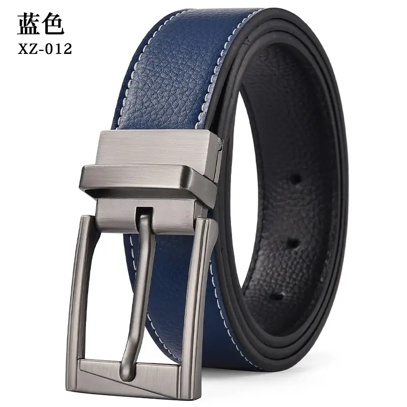 Men's White Leather Belt with Silver Pin Buckle