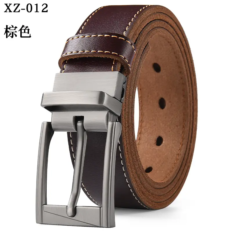 Men's White Leather Belt with Silver Pin Buckle