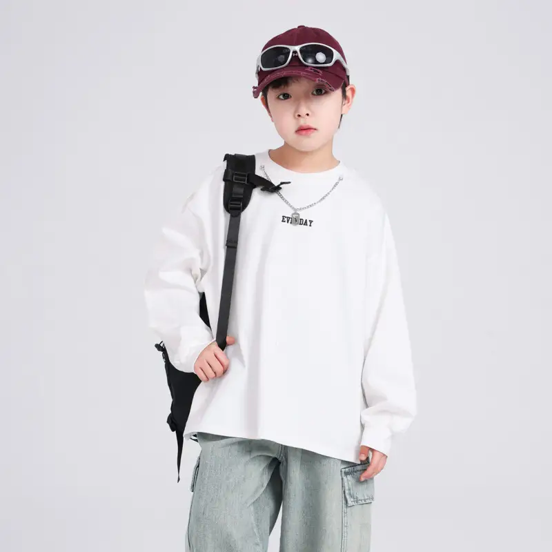 Autumn Loose Cotton T-Shirt for Boys Medium Large - Image 3