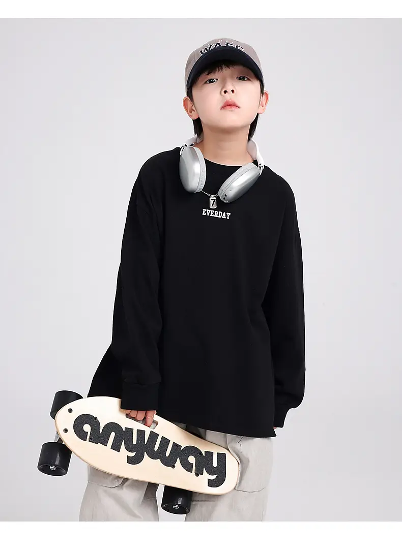 Autumn Loose Cotton T-Shirt for Boys Medium Large — feature 16