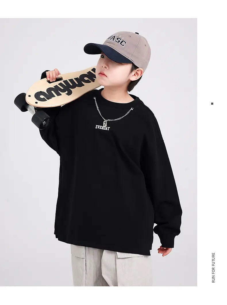 Autumn Loose Cotton T-Shirt for Boys Medium Large — feature 17