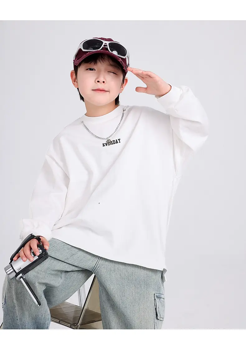 Autumn Loose Cotton T-Shirt for Boys Medium Large — feature 22