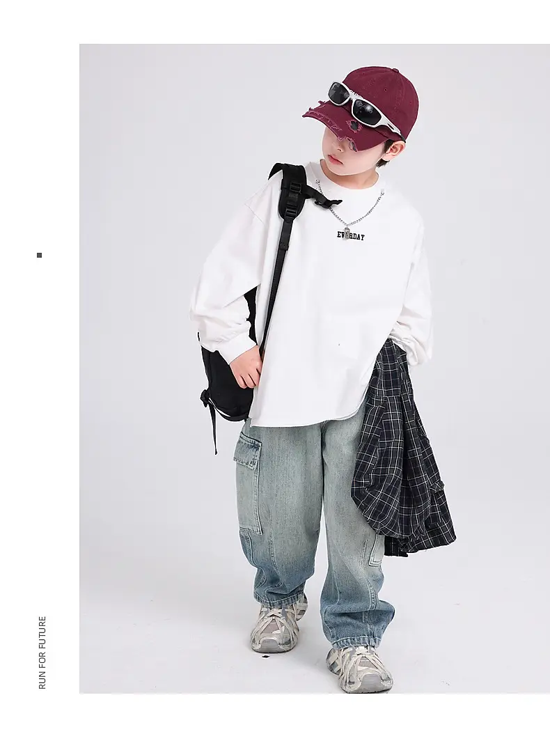 Autumn Loose Cotton T-Shirt for Boys Medium Large — feature 23