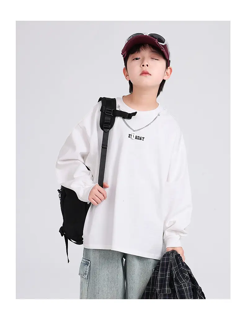Autumn Loose Cotton T-Shirt for Boys Medium Large — feature 25