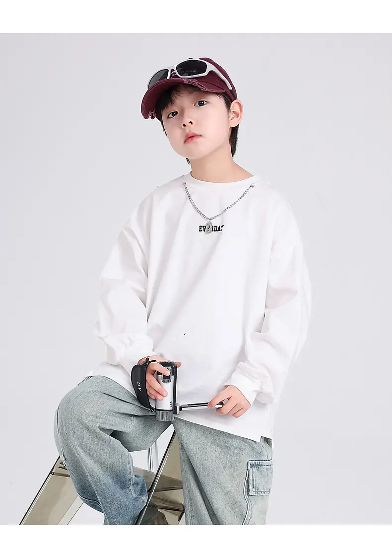 Autumn Loose Cotton T-Shirt for Boys Medium Large — feature 27