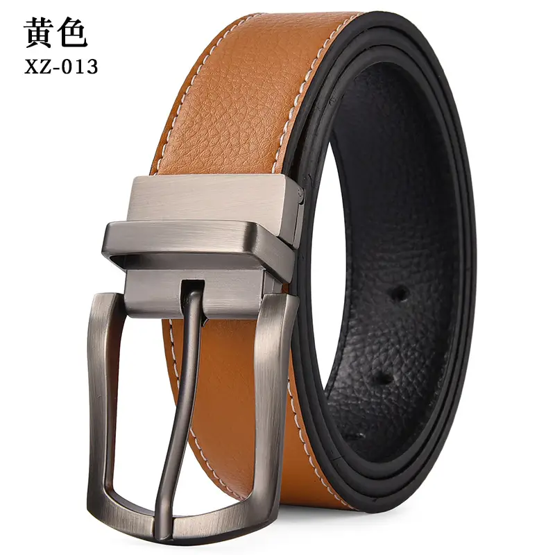 Men's Brown Pin Buckle Leather Belt XZ-013 — feature 10