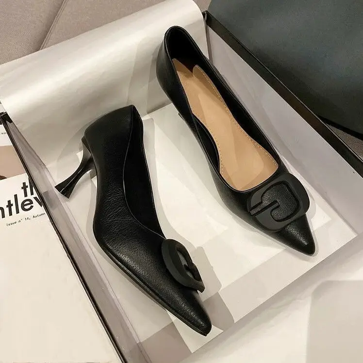 2026 Spring and Autumn New Versatile Black High Heels Women's Stiletto Sexy Young European and American French Style Professional Work Shoes - Image 6
