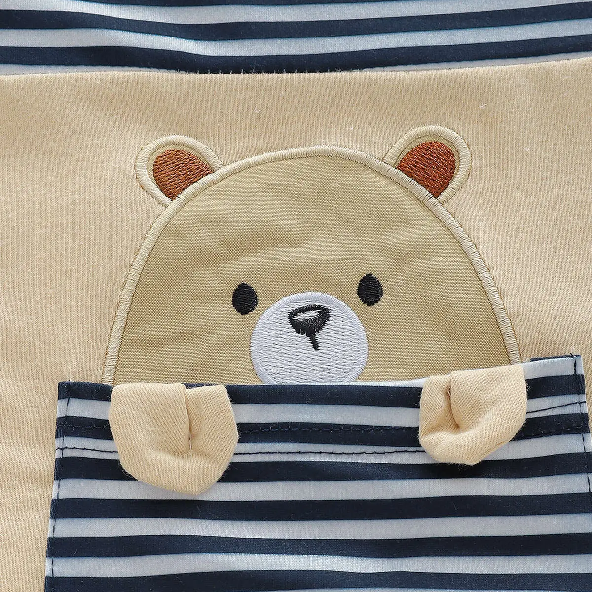 Kids Summer T-Shirt & Pants Set Beige Navy — feature 5