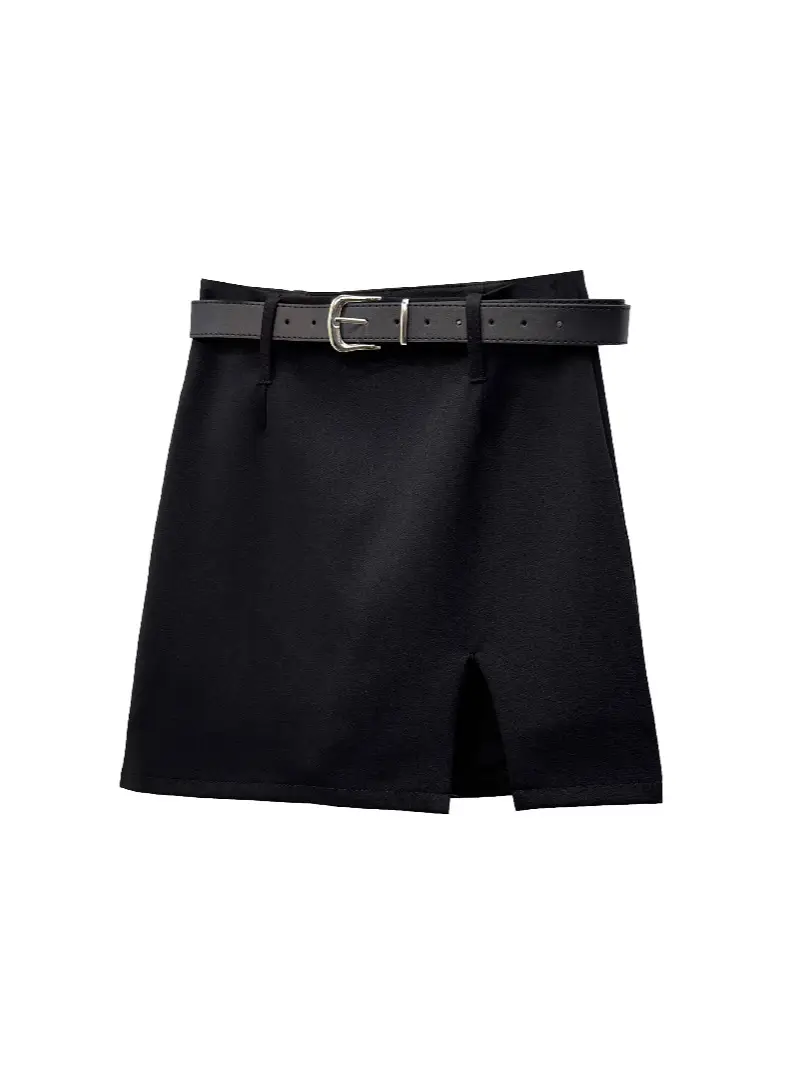 Black Belted Short Skirt for Women Casual Wear - Image 8