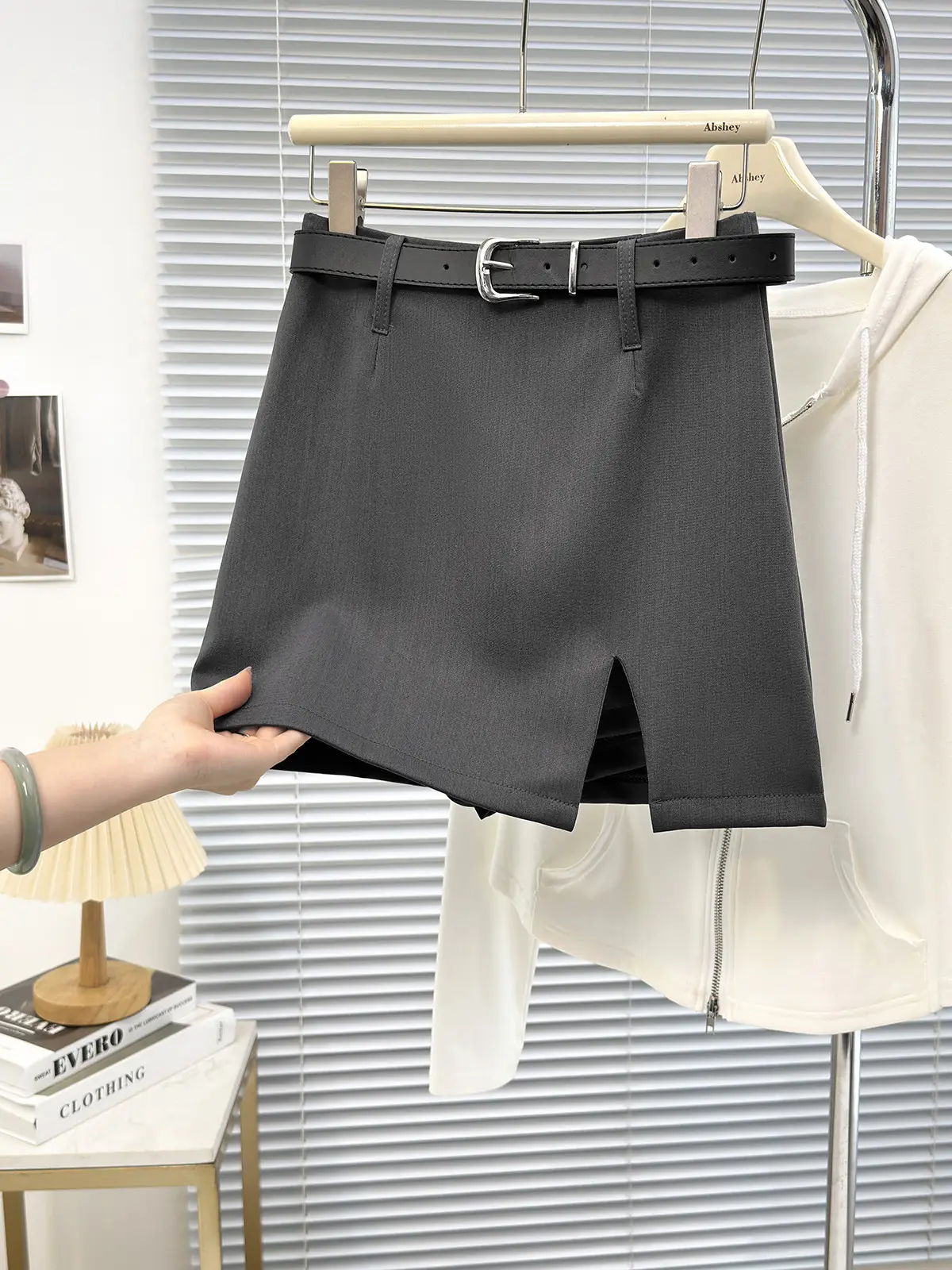 Black Belted Short Skirt for Women Casual Wear — feature 4