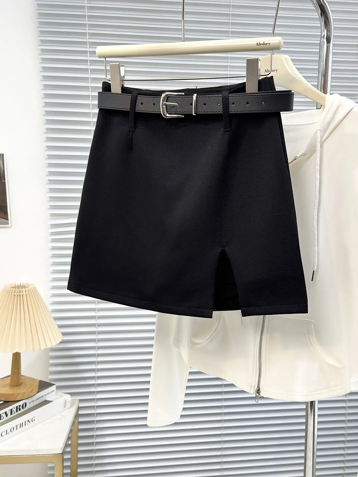 Black Belted Short Skirt for Women Casual Wear - Image 2