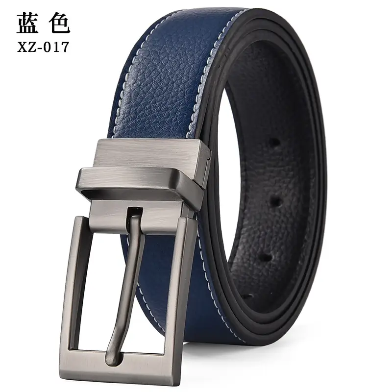Men's Black Leather Belt with Silver Pin Buckle — feature 12