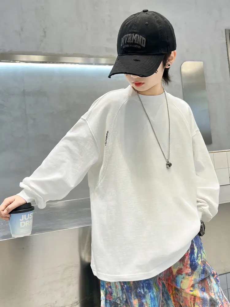 Spring Boys Long Sleeve T-Shirt White Medium Large - Image 3