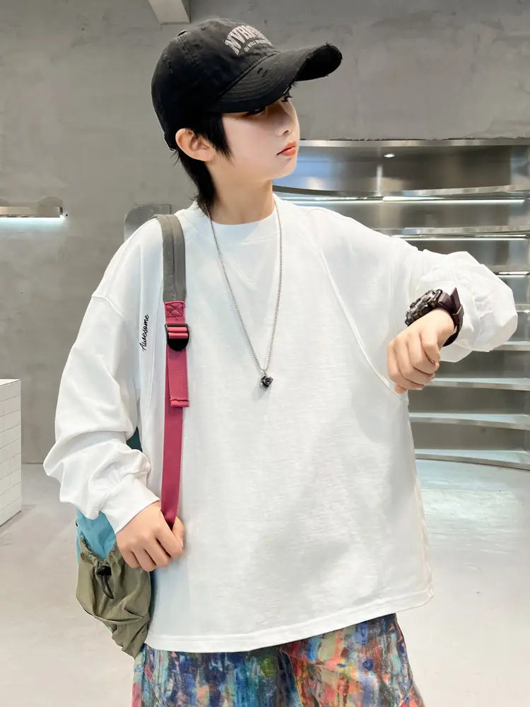 Spring Boys Long Sleeve T-Shirt White Medium Large - Image 5