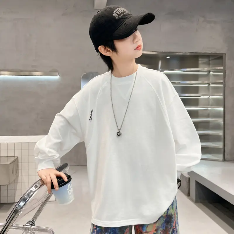 Spring Boys Long Sleeve T-Shirt White Medium Large — feature 2
