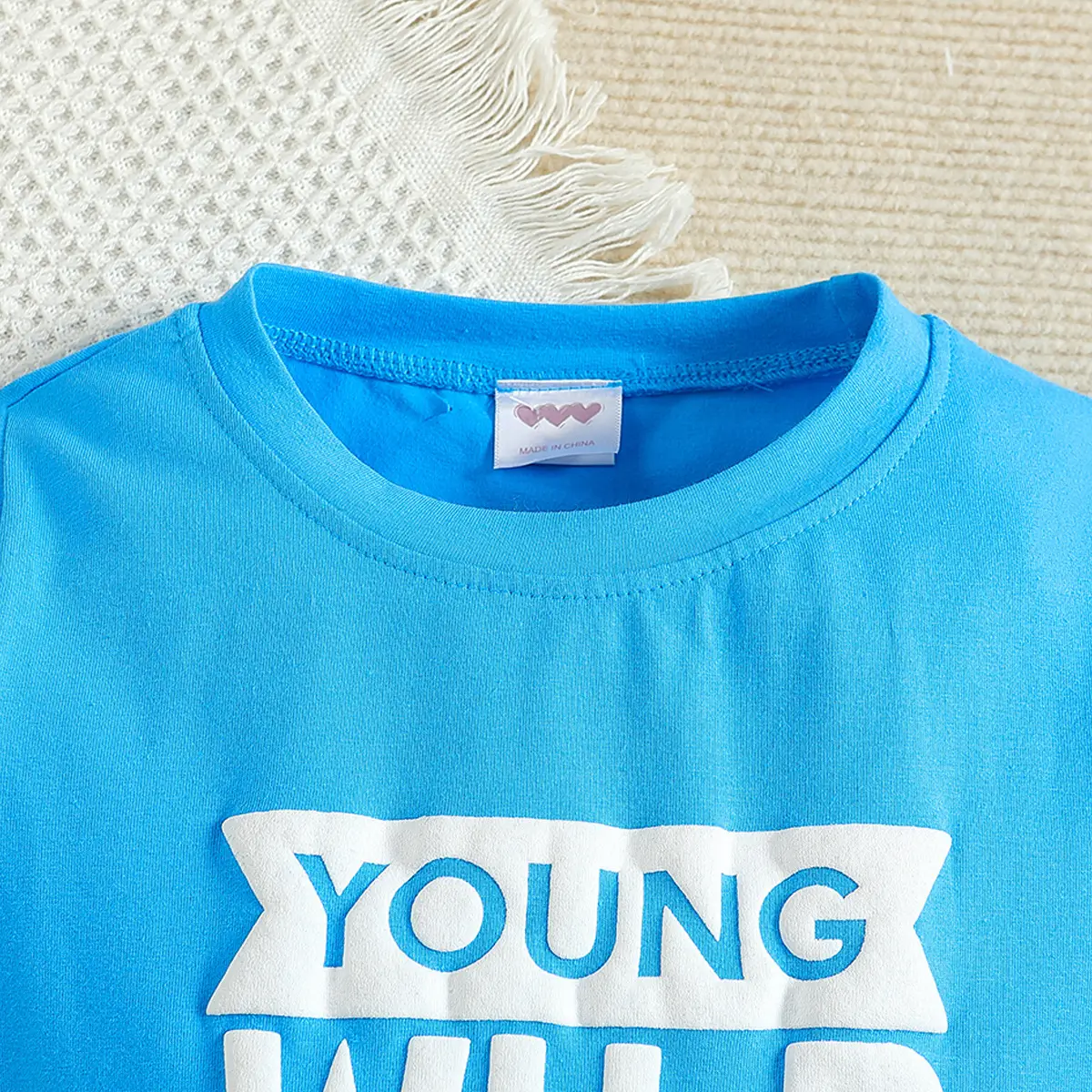 Blue T-Shirt + Denim Shorts for Boys Summer Casual Set - Image 3