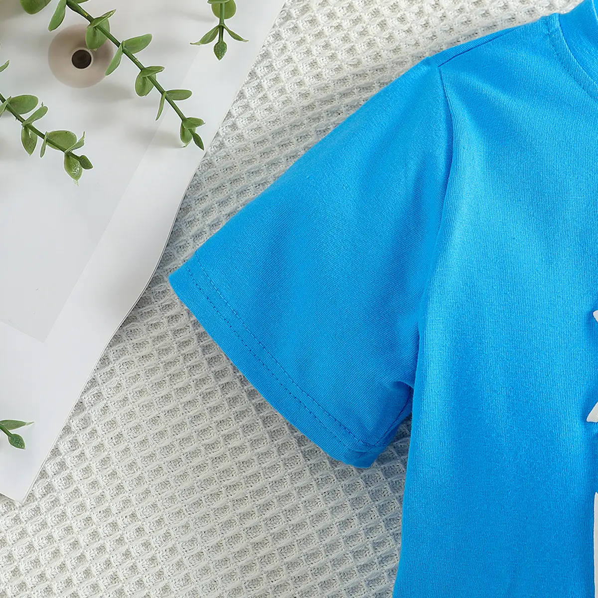 Blue T-Shirt + Denim Shorts for Boys Summer Casual Set - Image 4