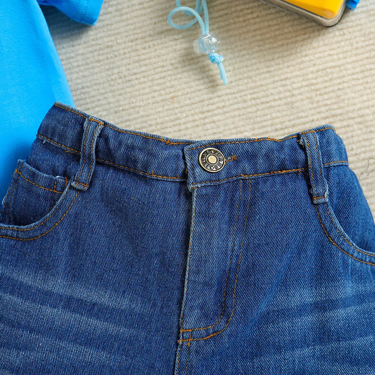 Blue T-Shirt + Denim Shorts for Boys Summer Casual Set — feature 8