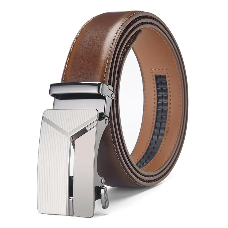 Men's Black Belt with Silver Buckle Cross-border Business Belt