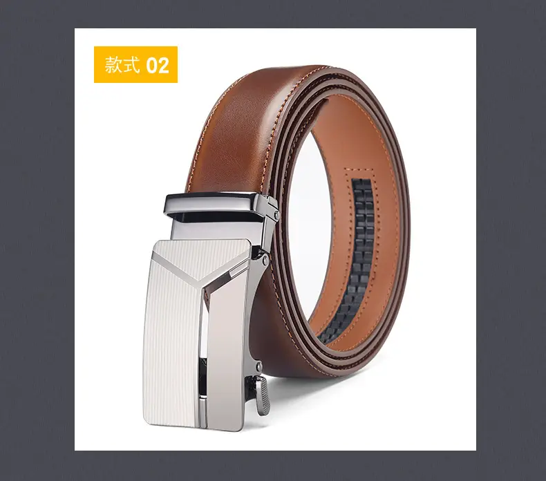 Men's Black Belt with Silver Buckle Cross-border Business Belt — feature 12