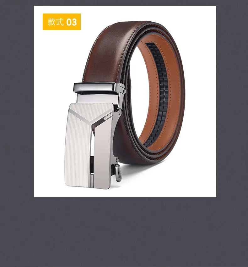 Men's Black Belt with Silver Buckle Cross-border Business Belt — feature 13